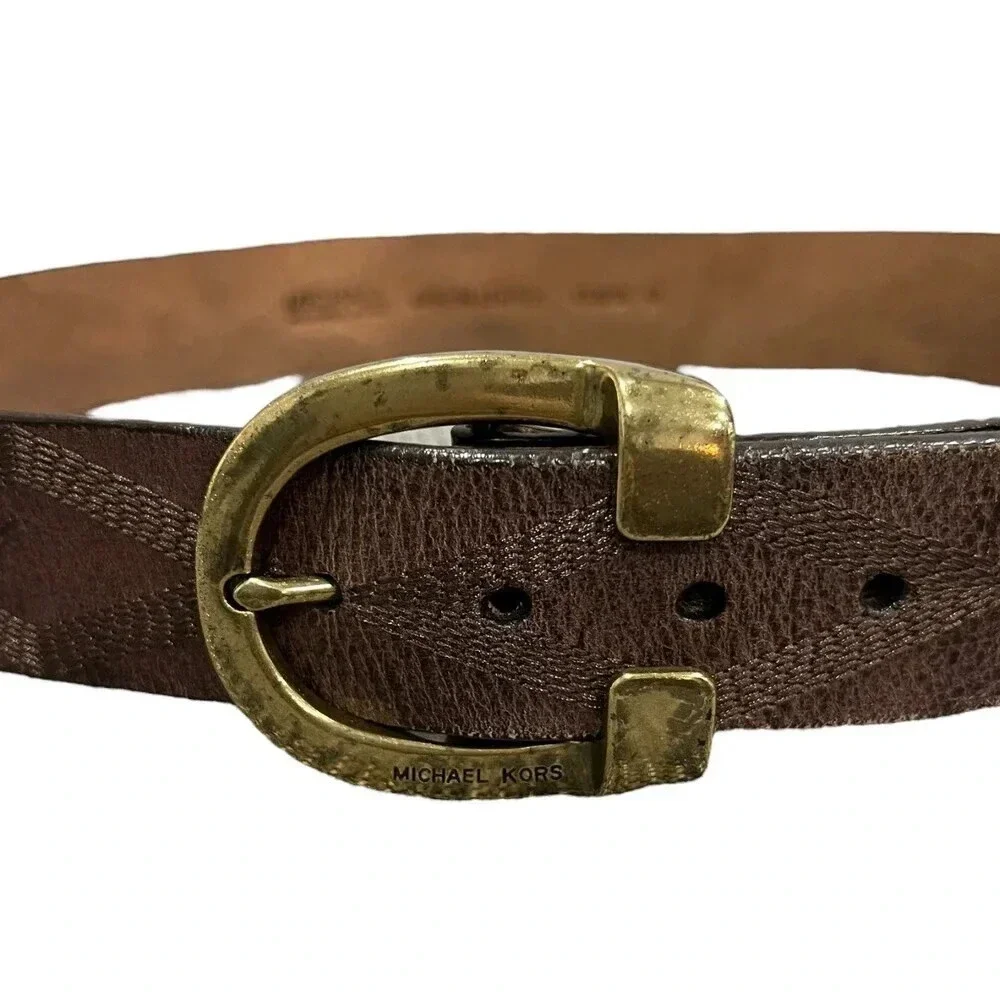 Michael Michael Kors Brown Horseshoe Buckle Leather Belt M